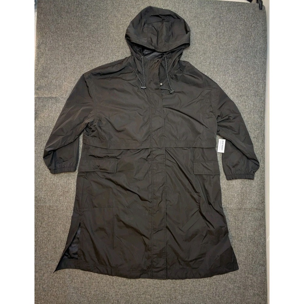 Old Navy Jacket Activewear Mens XL Black Water Resistant Rain Coat NWT